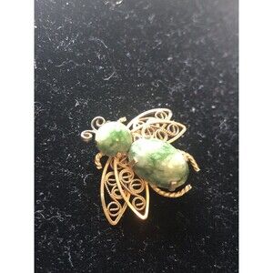 Vintage Rare WINARD Bee/Fly Jade 12k GF Gold Filled Brooch/Pin Signed